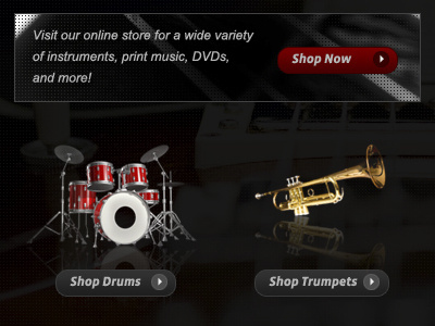 Music Store Site black buttons website