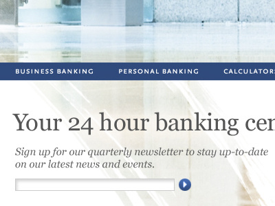 Bank Website newsletter signup website