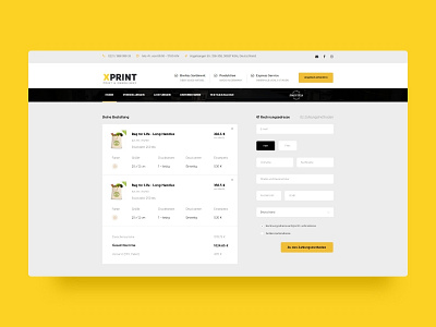 Checkout Page fo X Print Calculator
