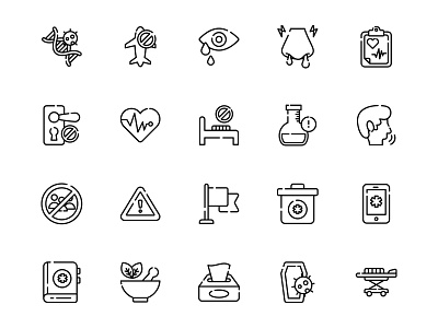 Medical and corona virus set 2 iconset isons line art line icons linework medical vector