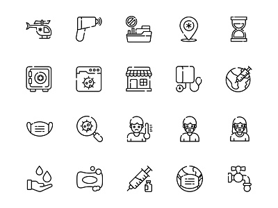 medical and corona virus icon set 3 iconset isons line art line icons linework medical vector