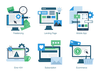 Web-Development Concept Icons app branding concept design education graphic design iconset illustration isons line art line icons linework logo typography ui ux vector web