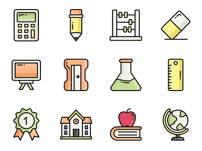 Education and school flat design education iconset illustration isons line icons school vector