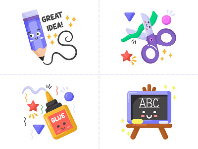 Collection of Stickers design education graphic design iconset illustration isons line art line icons linework school ui ux vector