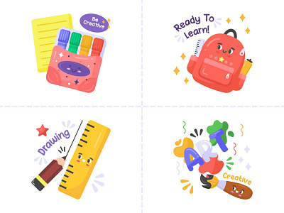 Collection of Stickers design education graphic design iconset illustration isons line art line icons linework school ui ux vector