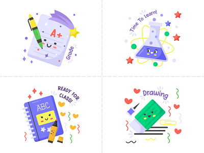 Collection of Stickers design education graphic design illustration isons school vector