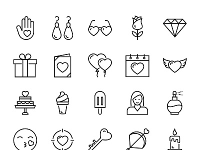Valentine day icons set 2 iconset isons line art linework valentine day vector