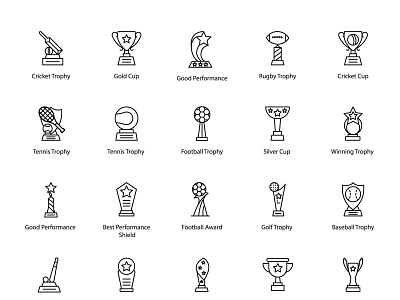 Sports Trophy icons iconset isons line art line icons linework sports trophy vector