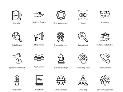 Business line icon set 1 business iconset isons line art line icons linework vector