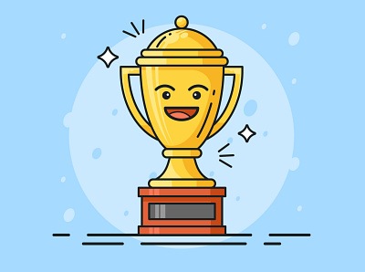 Trophy Cup award emoji emotion gold happy icon icongraphy illustration illustration art line prize trophy vector