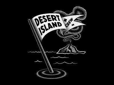 Desert Island Crew black filmcrew flag stipple volcano wip