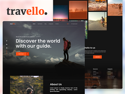 Travello - Travel Landing Page branding design figma figmadesign flat minimal ui ux web website