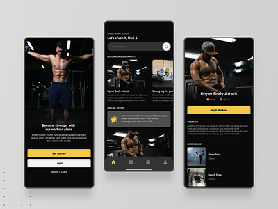 Fitness training app UI design design exercise figma figmadesign fitness fitness app gym gym app illustration minimal mobile app training ux web workout