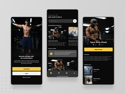 Fitness training app UI design