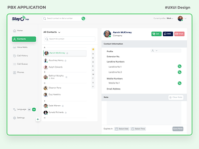 PBX Application UI Design