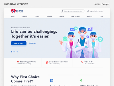 Healthcare website landing page