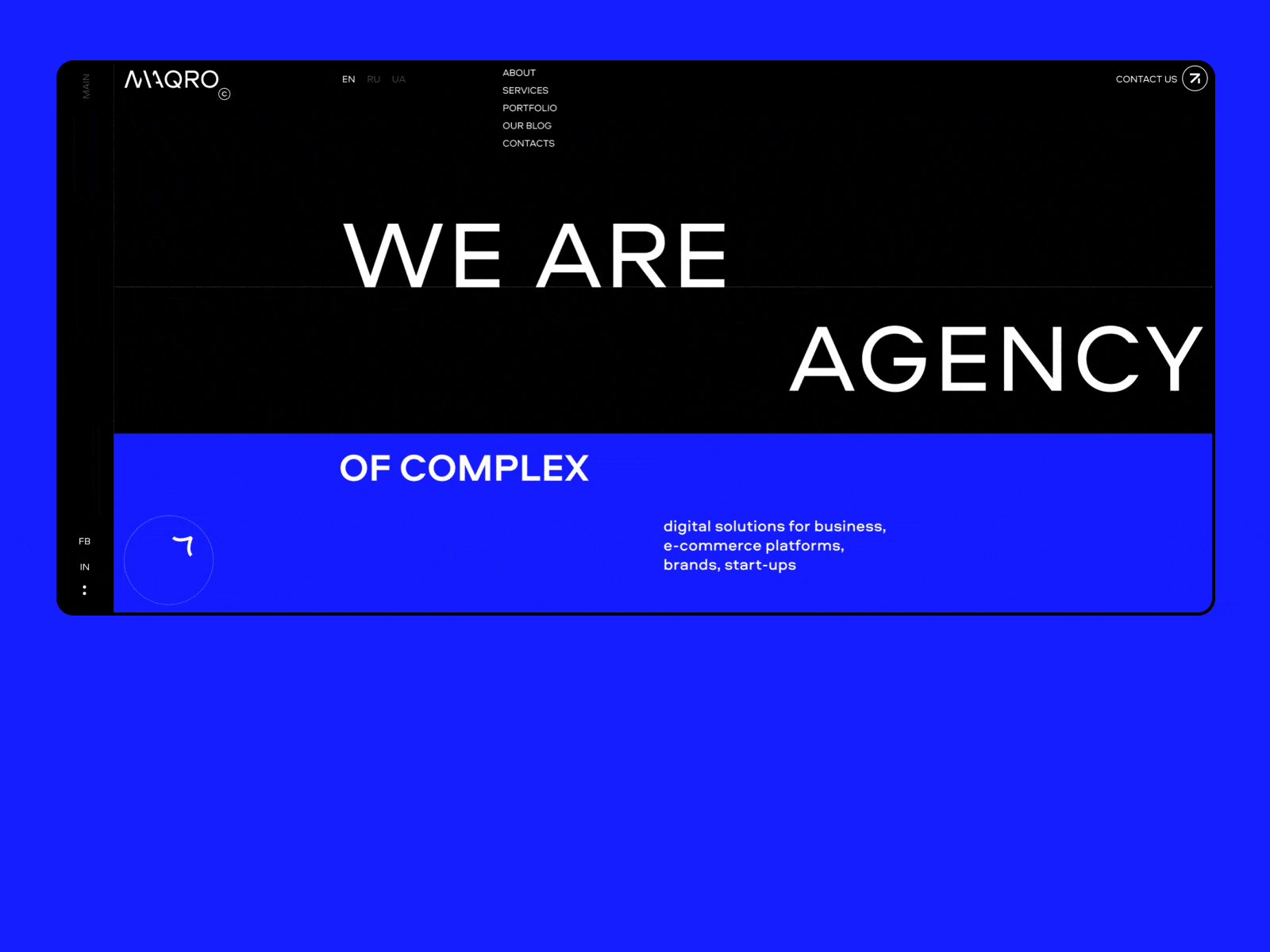 MAQRO Agency black dark ui desktop digital agency interaction design ui ux web design website