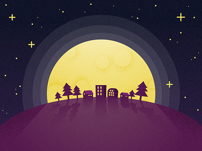 Night Moon design illustration moon night town vector