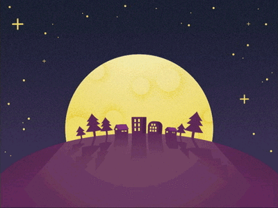 Night Moon animation after effects animation design gif illustration moon night town vector