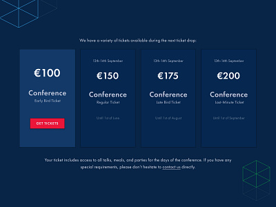 Pricing section for NgTalks Conference 2019 ui