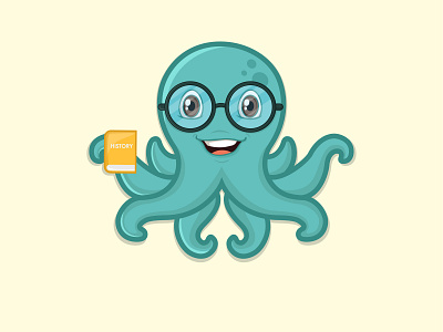 mascot logo design for "OctoBrainy" learning center . animation branding cartoon character cartoon design design design agency flat icon illustration learning management system logo mascot character mascot design mascot logo mascot logos octopus vector