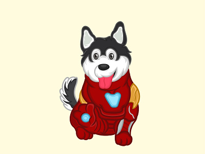 Husky Ironman animation avengersendgame branding cartoon character cartoon design design design agency dog flat husky icon illustration logo mascot character mascot design mascot logo mascot logos vector