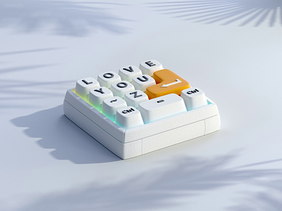 Love Keyboard 3d animation button c4d cinema4d clean composition computer design gaming keyboard knobs minimalistic modeling motiondesign pc playful render sound white