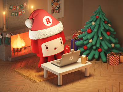 Happy Holidays 🦑🔥🎁🎄 | Christmas Illustration 3d broadcasting c4d candles card character christmas christmas card cinema 4d gifts illustration live mascot merry xmas new year tree postcard promo restream squid streaming