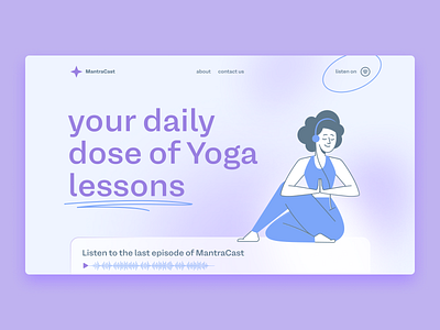 Yoga Podcast Website Hero Concept app clean design graphic design illustration minimal ui ux web website