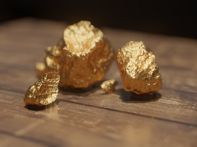 Gold nuggets 3d