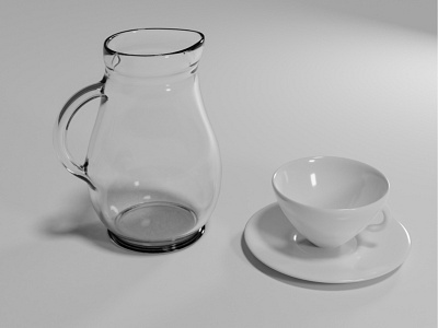Jug and cup 3d blender graphic render