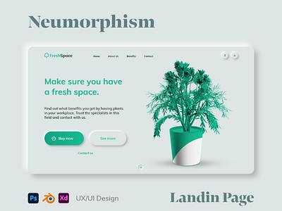 UX/UI Neumorphism Landing Page 3d animation blender branding design graphic graphic design illustration lowpoly render ui ux uxui