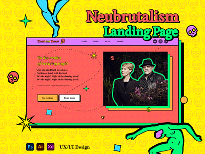 UX/UI Neubrutalism Landing Page design graphic landing page lowpoly ui ux web design