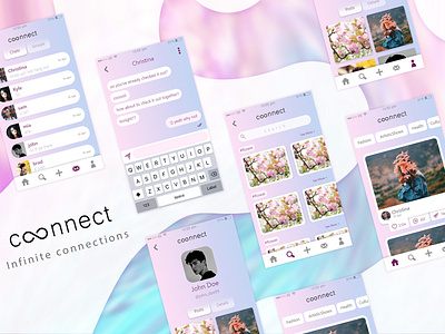 social app design adobexd app blue design messager mobile app design mobile ui pastel color pink social app ui web
