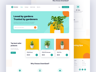 Landing Page | Gardening Shop - GreenSeed cactus eco ecommerce farming garden gardening green grow landing page leaves nature plant app plant care plant store planting plants shop tree ui web design
