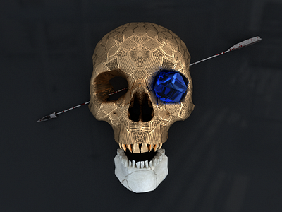 Golden Skull 3d art 3d modeling design rendering