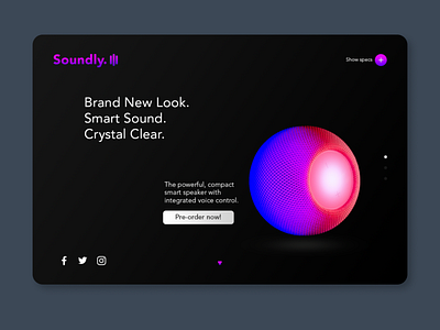 Screen Design - Soundly Speaker black branding design flat illustration logo minimal shop ui