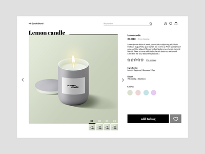 Product page design | Candle Shop branding candle design design agency minimal productpage ui ux web webdesign website