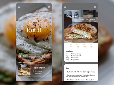 Toast recipes app design app branding design design agency food food app healthy minimal ui ux web webdesign website