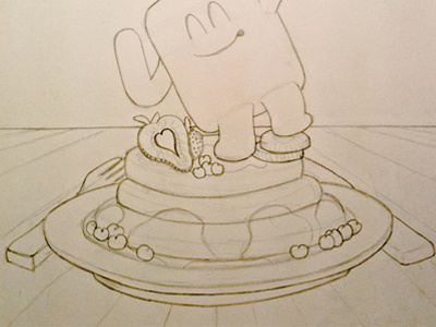 Pancake Character - Outline Draft character illustration pencil sketch
