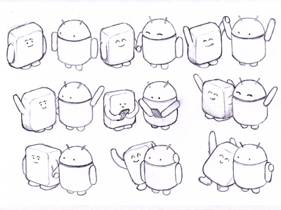 Android Character Thumbs android character illustration pencil sketch