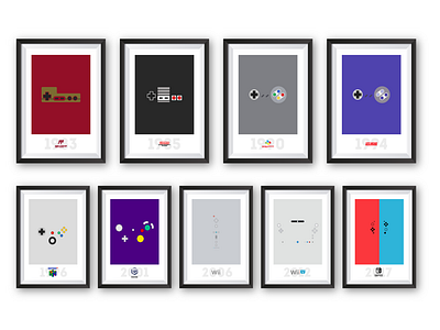 9 NINTENDO controllers poster series illustration poster art vector