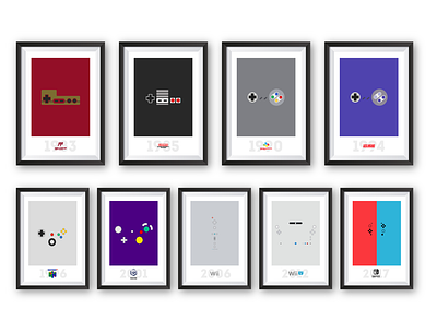 9 NINTENDO controllers poster series illustration poster art vector