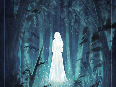 Will-o-Wisp digital art fantasy forest ghost illustration phantom spirit