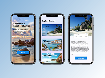 Explore the picture perfect beaches of Africa africa app design beaches curated design explore interaction interaction design interface mobile mobile app mobile ui travel travel app ui