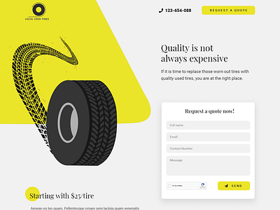 Used tier distributor contact flat form landing page minimal modern quote shadow tier used vector yellow