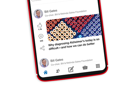 Another screenshot of the LinkedIn app redesign design feed link linkedin list mobile app navigation profile redesign share status tabs