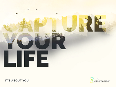 Capture you life - DoRemember app gradient landscape marketing quote typography