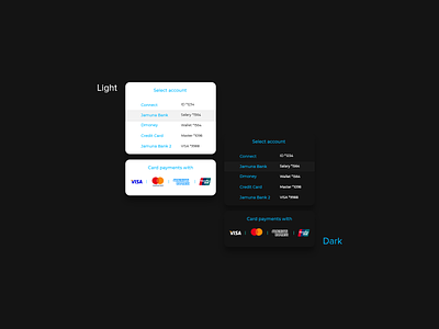 Select account UI Light & Dark Mode account app design select account ui ux