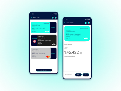 Account Card and Details account app design mastercard ui ux visa card